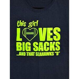 Seahawks This Girl Loves Big Sacks Seahawks D Graphic Tee Navy Medium Gildan Hea